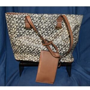 NEW Tommy Hilfiger TF Shopper Tote and Wallet NWT Logo AOP